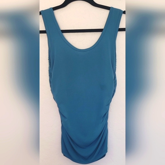 Vintage Y2K BCX Turquoise Beaded Stretch Tank Top - Picture 3 of 5